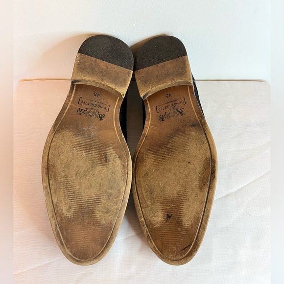 Bull Boxer Shoes Mens 12 Skyll Oxford Black Denim Leather Lace Up Handmade - Picture 4 of 5